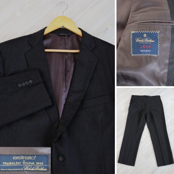 Brooks Brothers 1818 Fitzgerald x Estrato Trabaldo Togna Gray Suit Men's 48L USA
